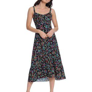 NWOT Donna Morgan Sleeveless Midi Dress Black Floral Size 6